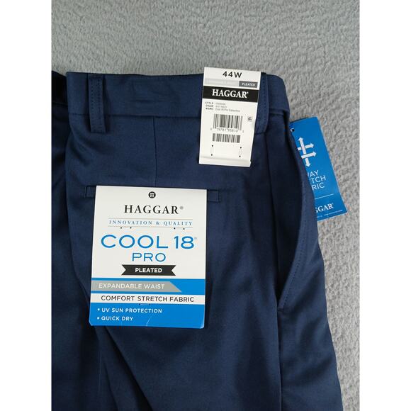 Haggar Shorts Mens Size 44W Blue Cool 18 Pro Gabardine Stretchy Pleated NWT - Picture 3 of 9
